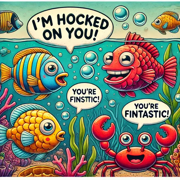 Silly fish jokes with wordplay