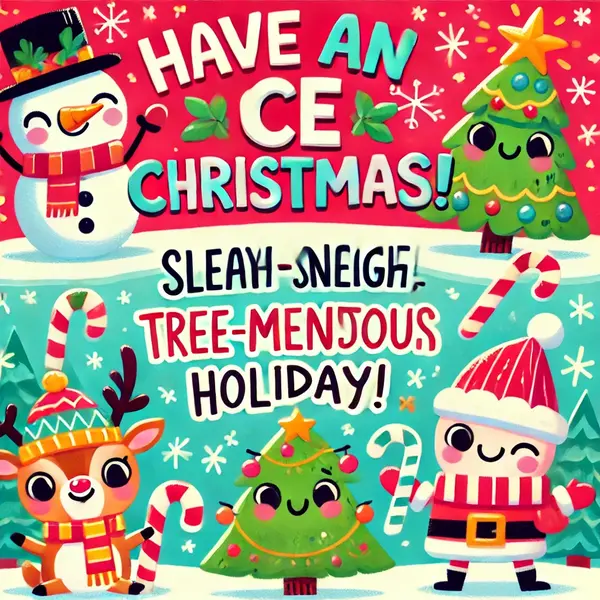 Cute wordplay for kids Christmas cards