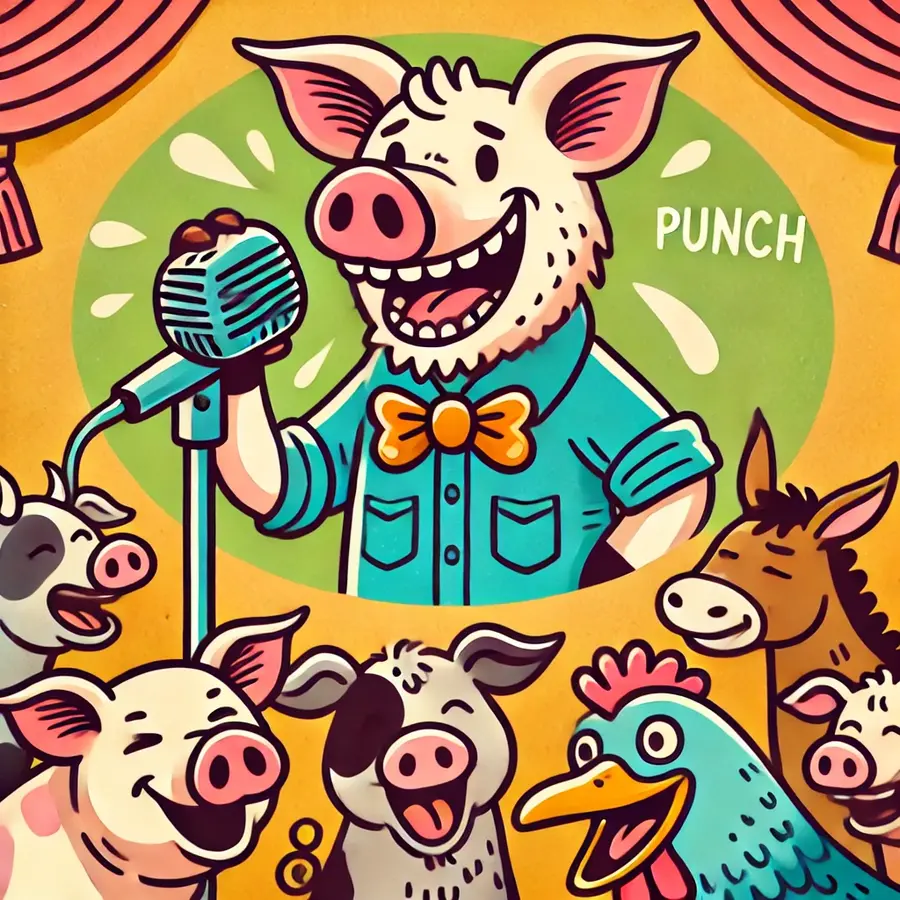 Clever pig jokes with porky punch