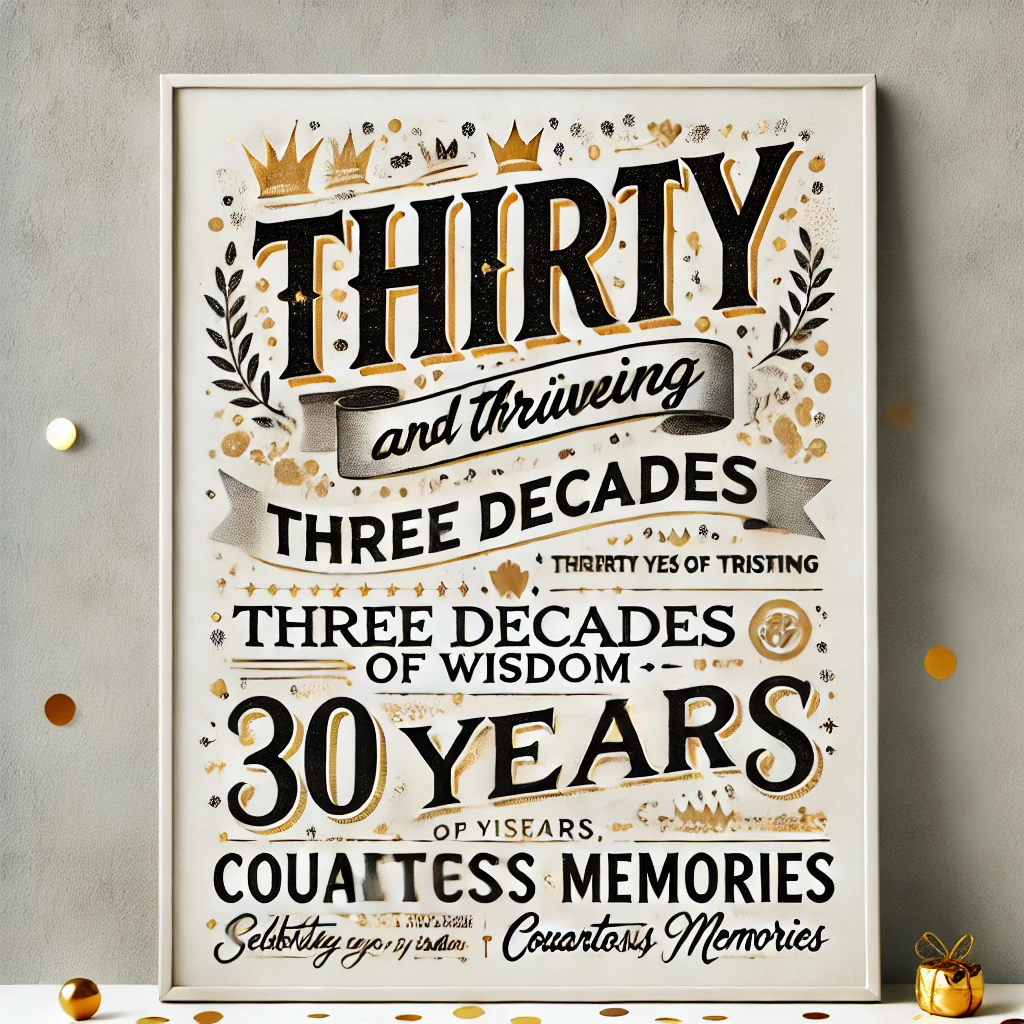 Clever sayings for thirty years