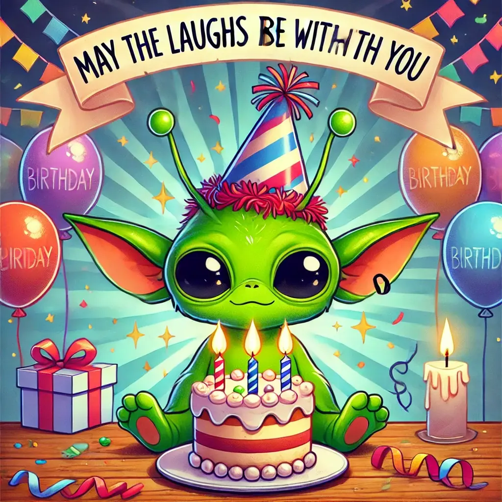 funny alien birthday party scene