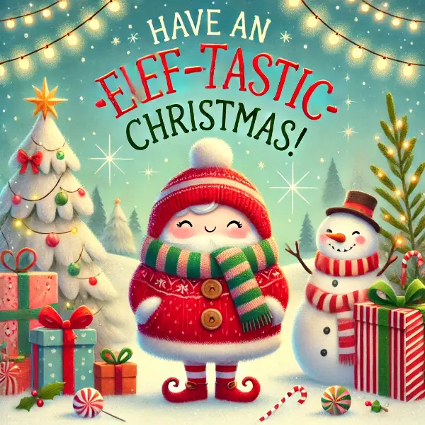 Lighthearted Christmas puns for greeting cards