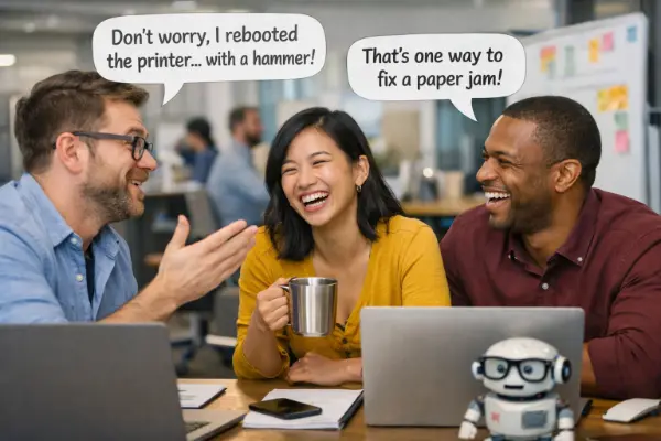 Office tech banter that lands well