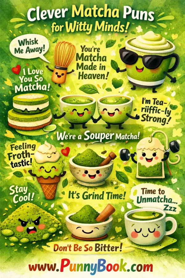 Clever matcha puns for witty minds.