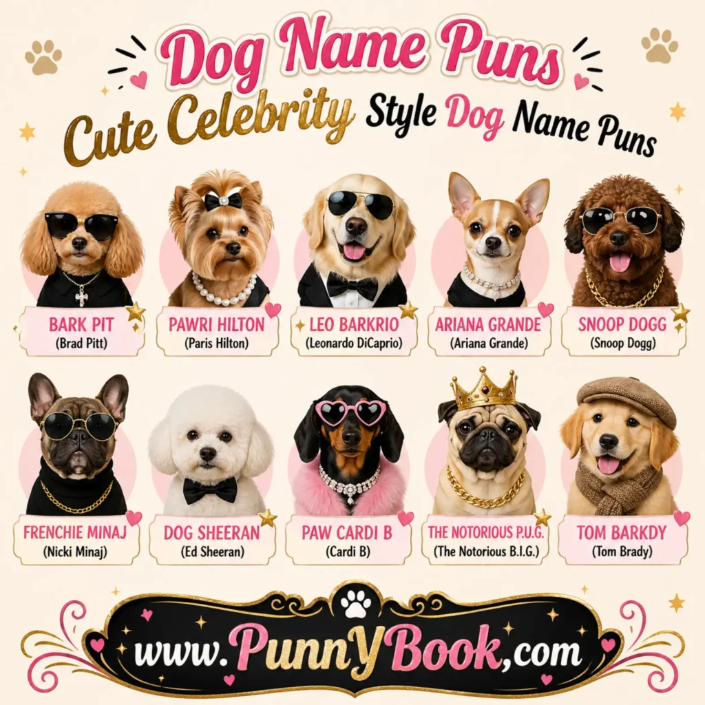 Cute Celebrity Style Dog Name Puns