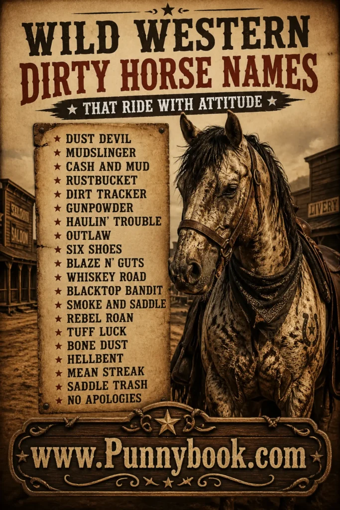 Wild western dirty horse names that ride with attitude