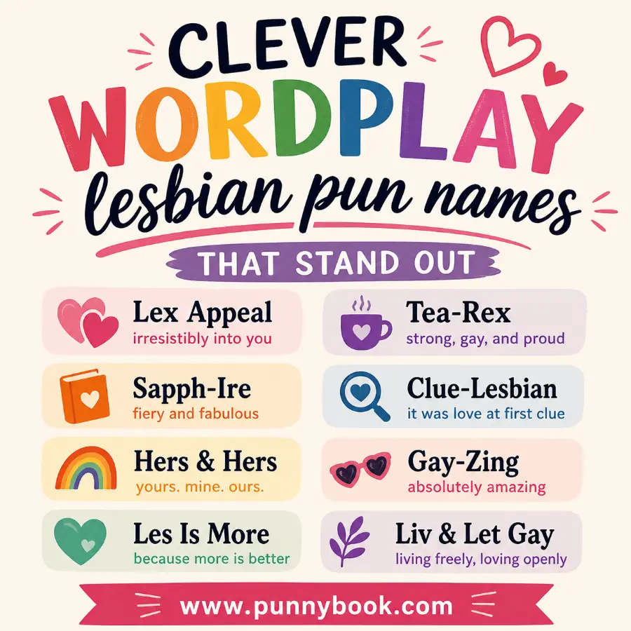 Clever wordplay lesbian pun names that stand out