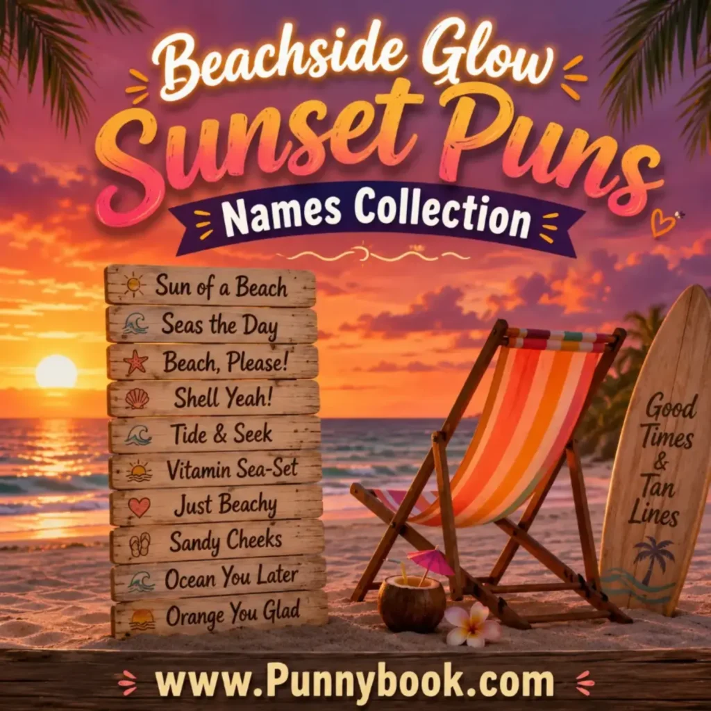 Beachside Glow Sunset Puns Names Collection